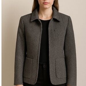 Lauren Ralph Lauren Blazer Herringbone Wool Blend Jacket Women's Size 4‎